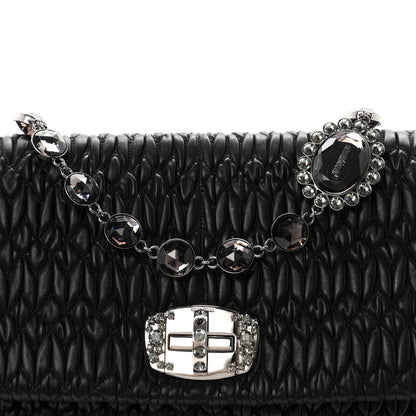 Miu Miu Nappa Matelasse Crystal Flap Clutch Black 9 of 11