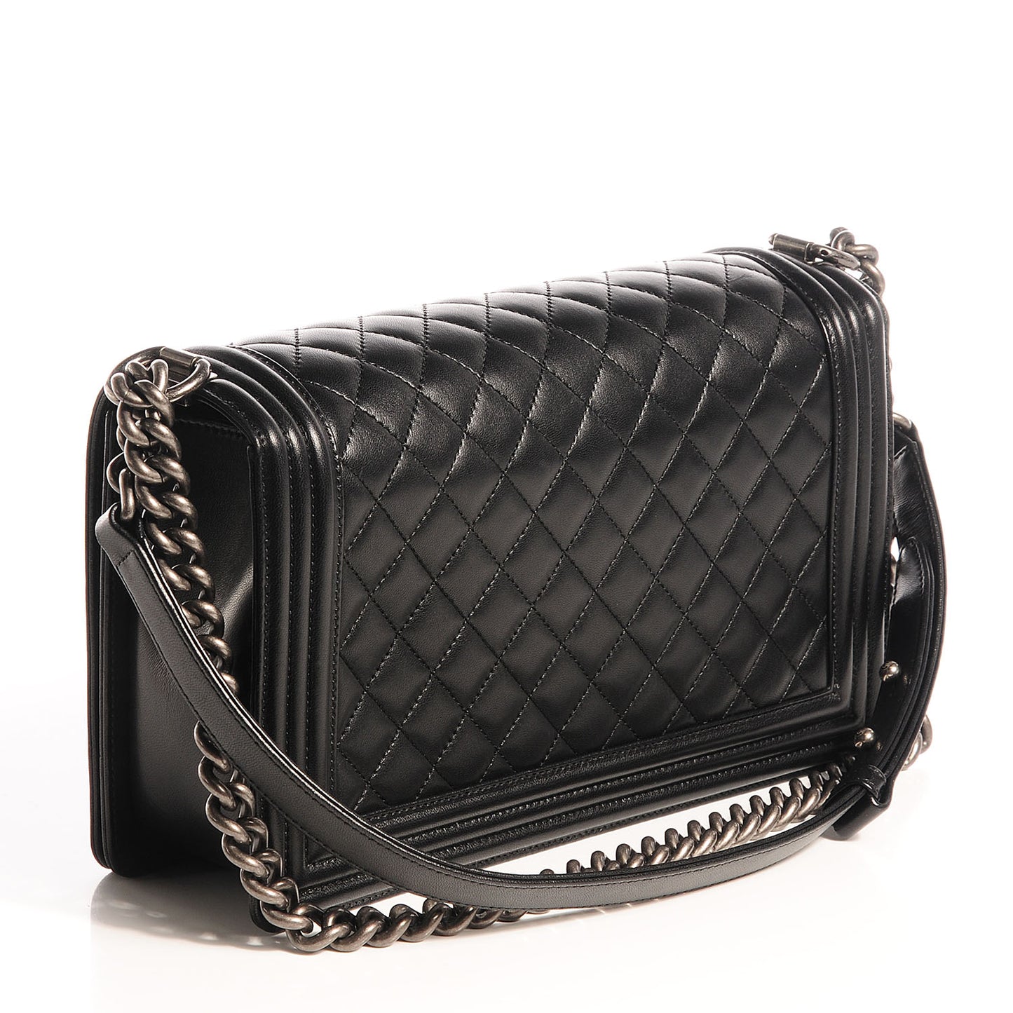 Lambskin Quilted New Medium Boy Flap Black