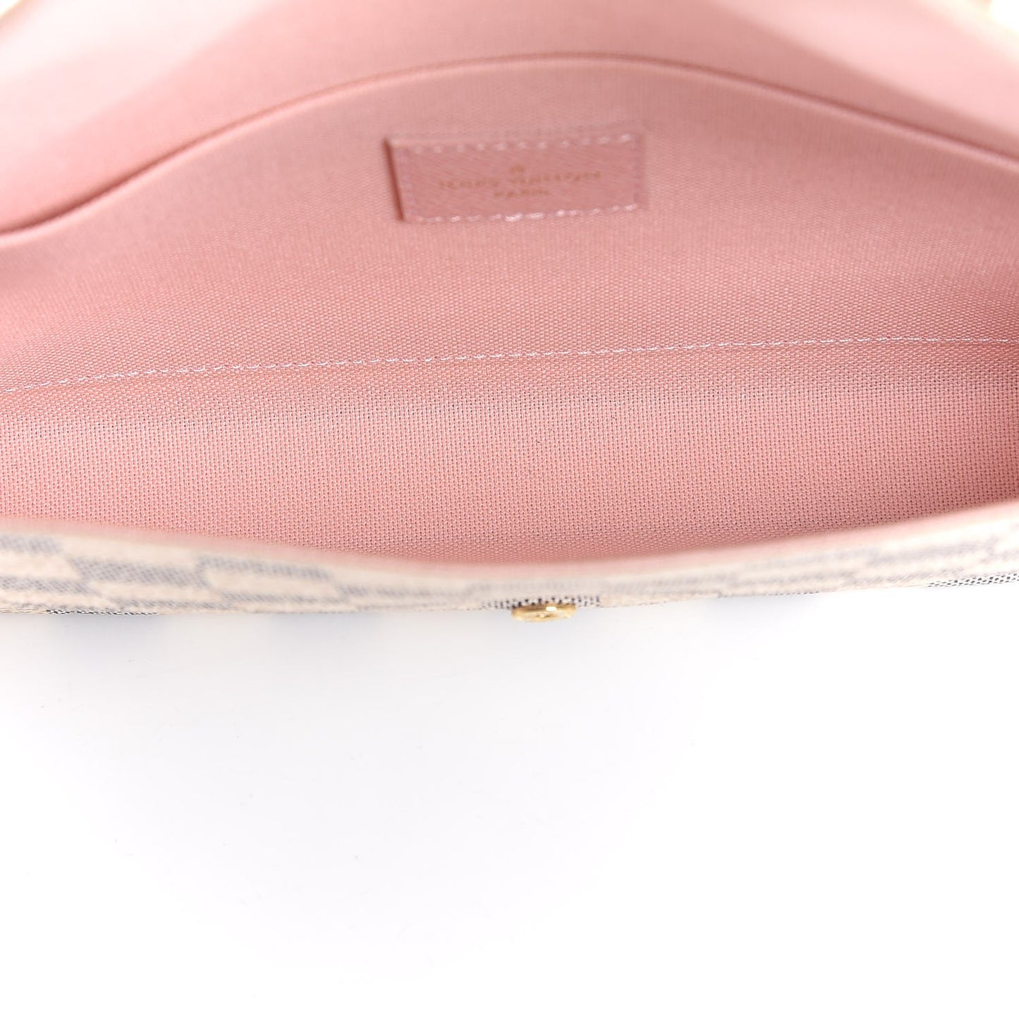 Damier Azur Pochette Felicie Chain Wallet Rose Ballerine