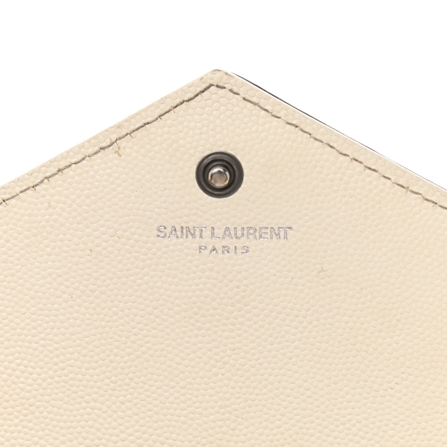 Saint Laurent Grain De Poudre Matelasse Monogram Chain Wallet White Black 6 of 17