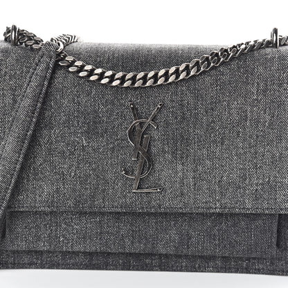 Saint Laurent Denim Medium Monogram Sunset Black 6 of 8