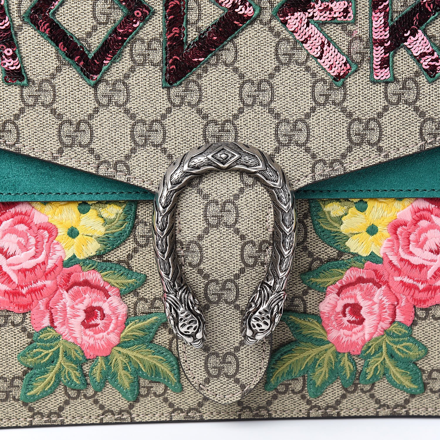 Gucci GG Supreme Monogram Embroidered Medium Dionysus Shoulder Bag Emerald 12 of 12