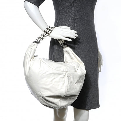 Chanel Patent Large Rock and Chain Hobo White 2 of 9
