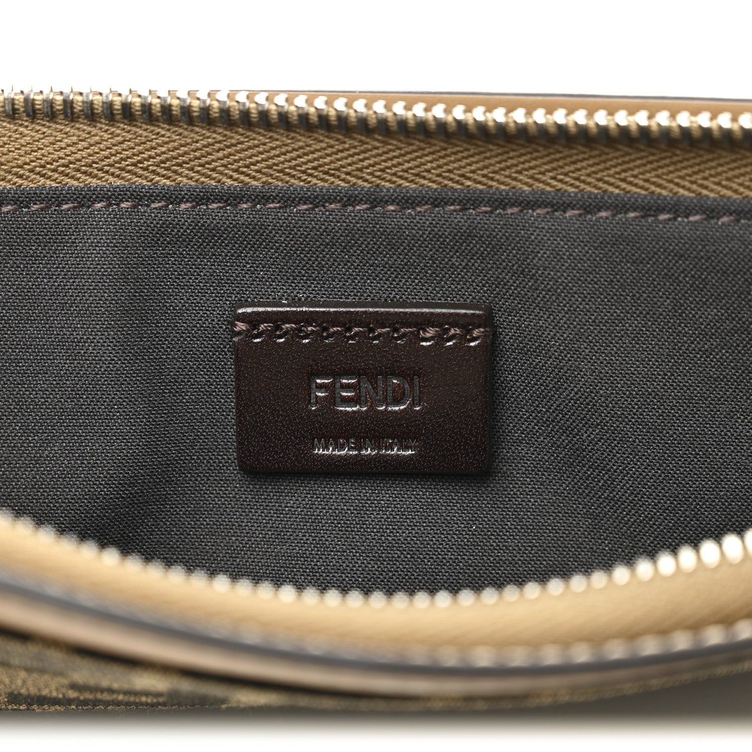 Fendi Vitello King Jacquard FF 1974 Large Flat Pouch Tobacco Moro Sand 6 of 8