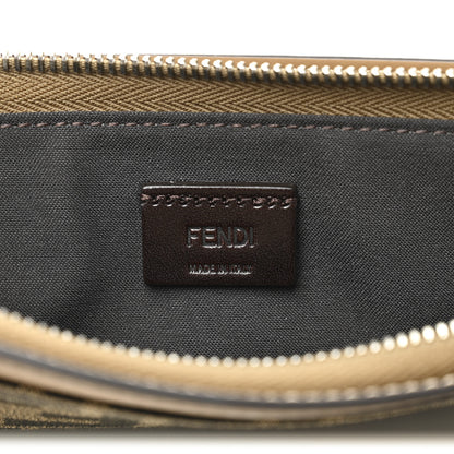 Fendi Vitello King Jacquard FF 1974 Large Flat Pouch Tobacco Moro Sand 6 of 8