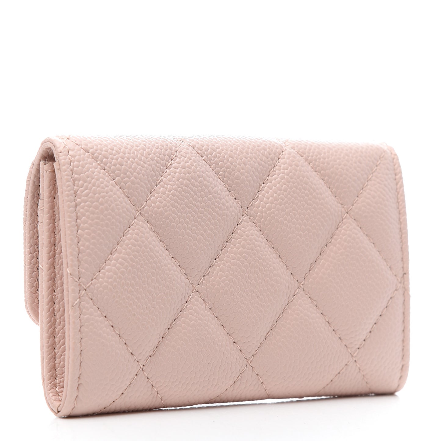 Caviar Quilted Flap Card Holder Light Pink