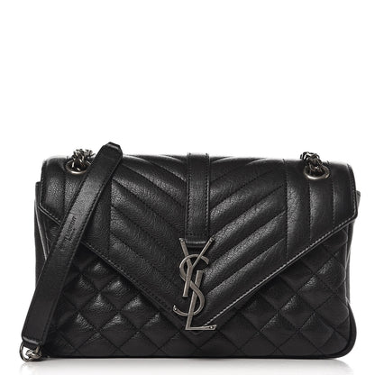 Saint Laurent Sheepskin Tri-Quilt Monogram Medium College Bag Black 1 of 9