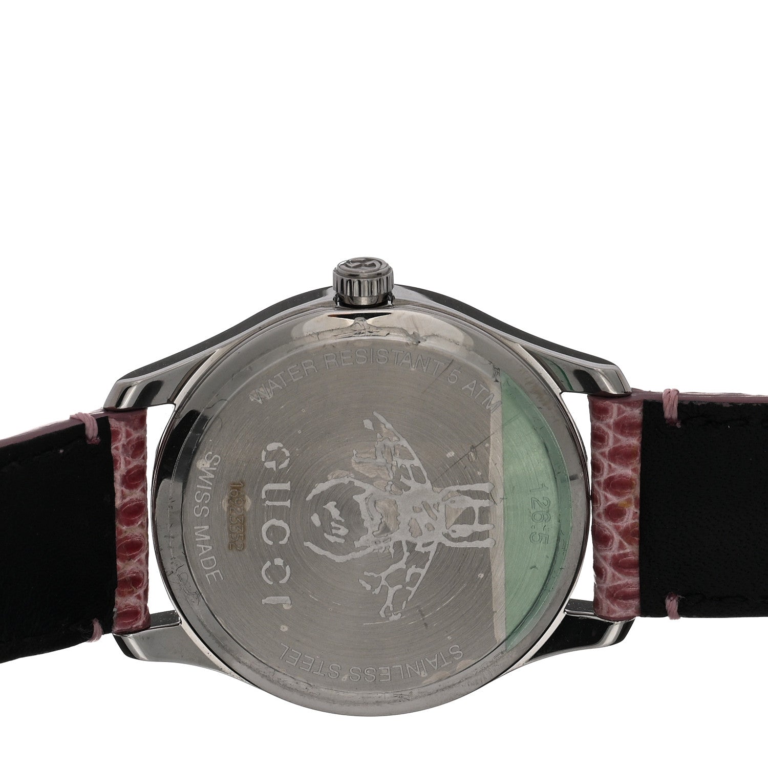 Gucci Stainless Steel Lizard Pink Mother of Pearl 29mm G-Timeless Charm Quartz Watch 4 of 4