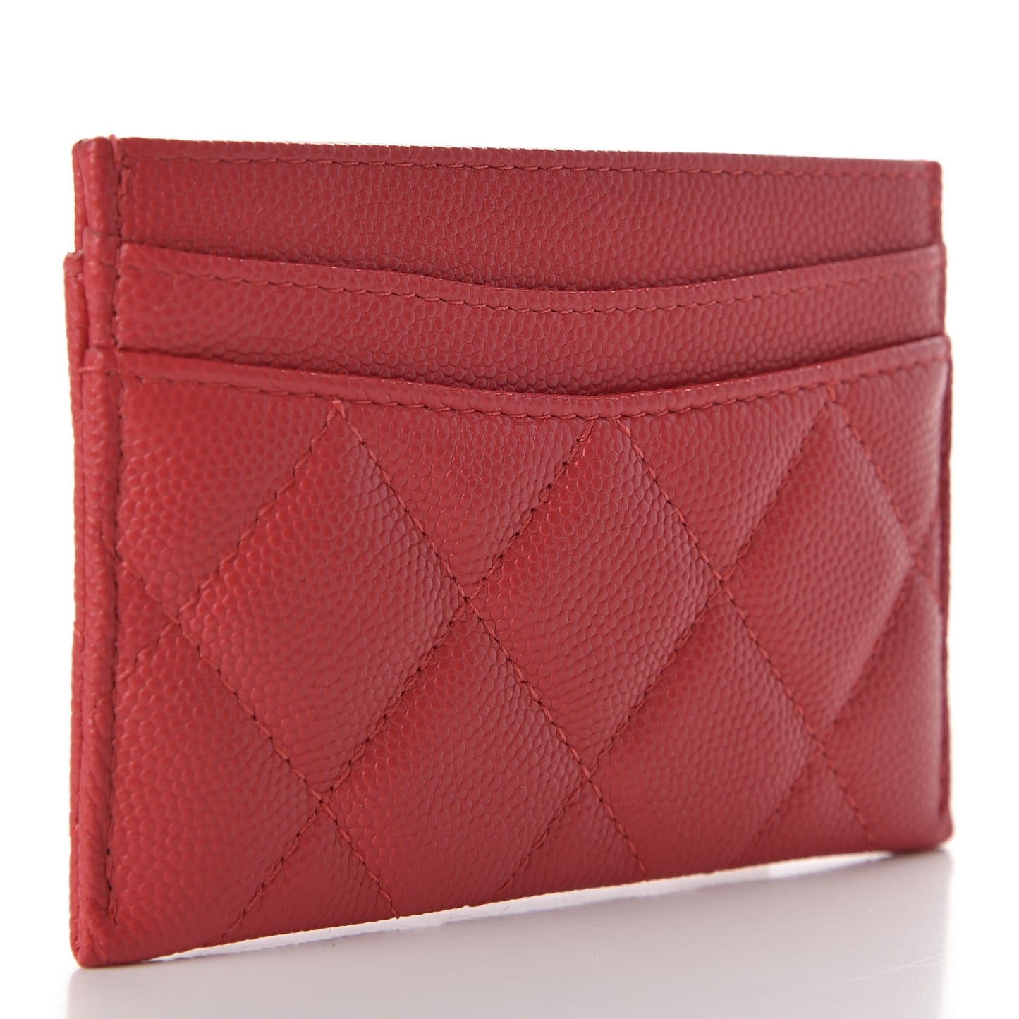 Caviar Quilted Card Holder Red