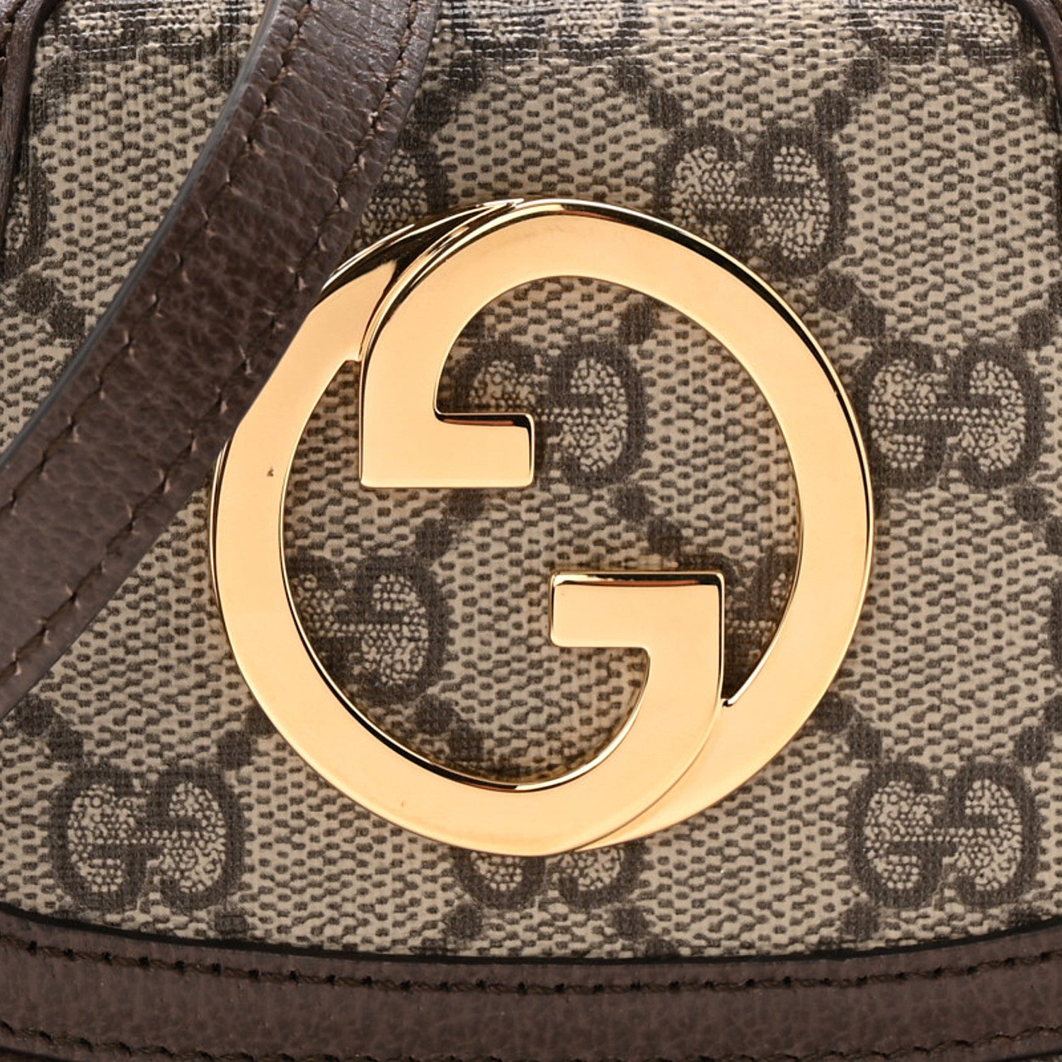 Gucci GG Supreme Monogram Textured Dollar Calfskin Blondie Card Case Wallet with Strap Beige Ebony New Acero 8 of 10