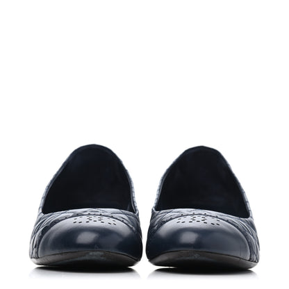 Chanel Lambskin Quilted CC Cap Toe Low Heel Ballerina Pumps 41 Navy Blue 2 of 4