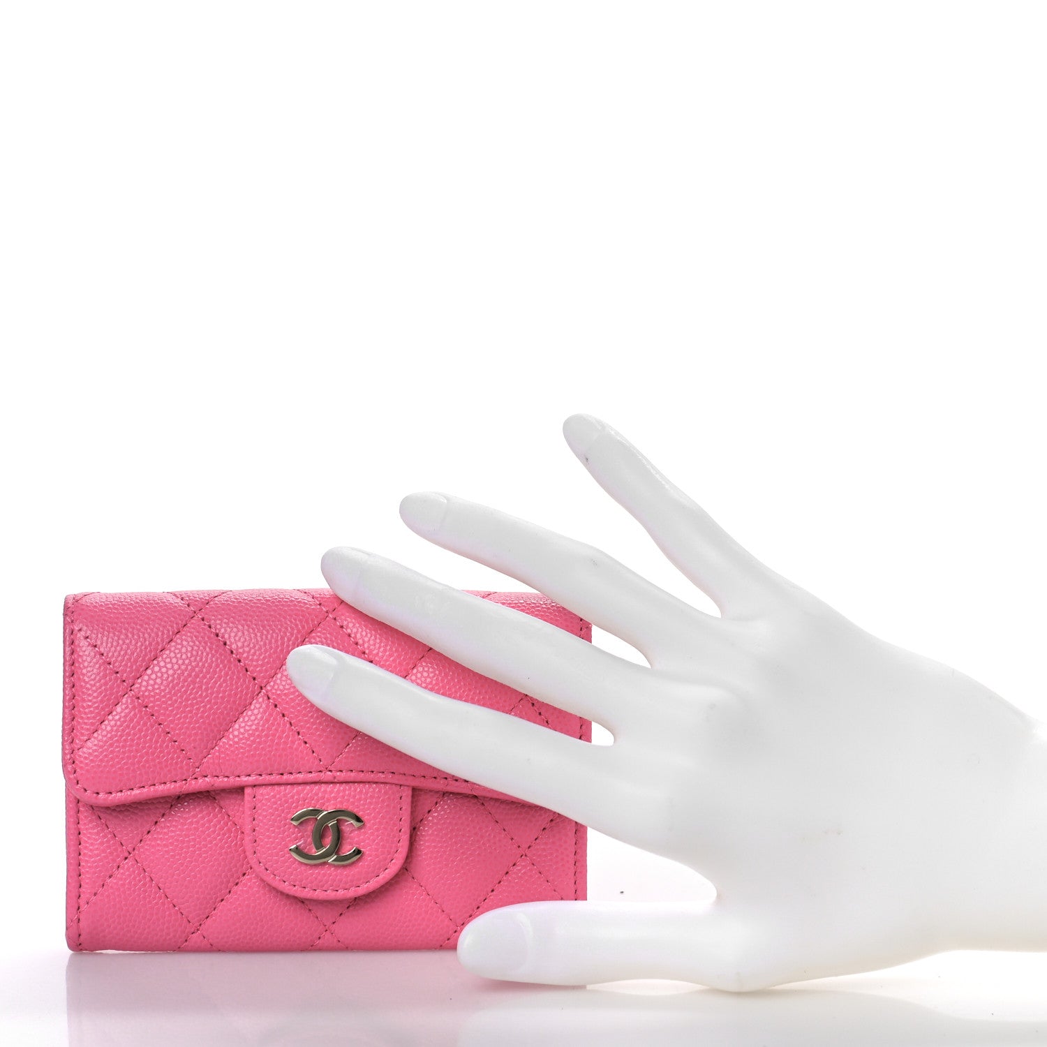 Chanel Caviar Quilted Flap Card Holder Wallet Pink 2 of 10