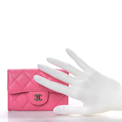 Chanel Caviar Quilted Flap Card Holder Wallet Pink 2 of 10