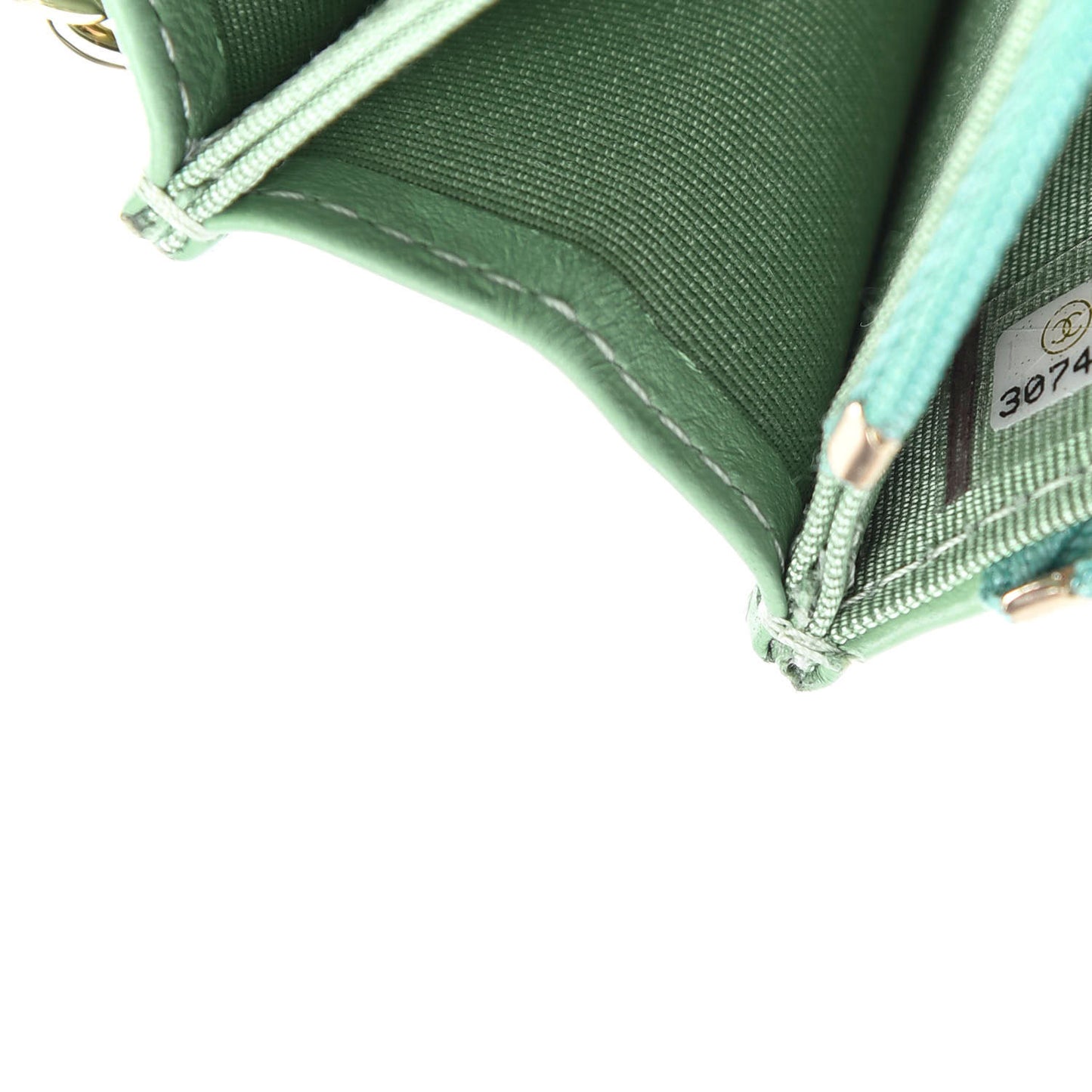 Lambskin Quilted Mini Wallet On Chain WOC Light Green