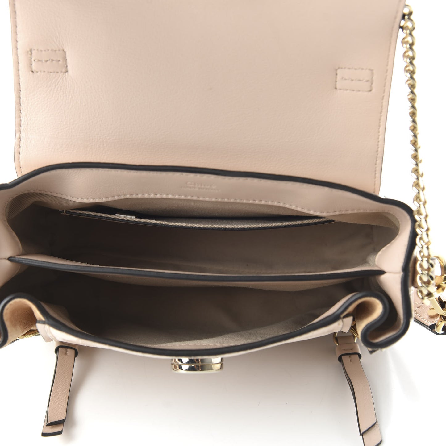 Calfskin Crocodile Embossed Mini Faye Day Shoulder Bag Cement Pink