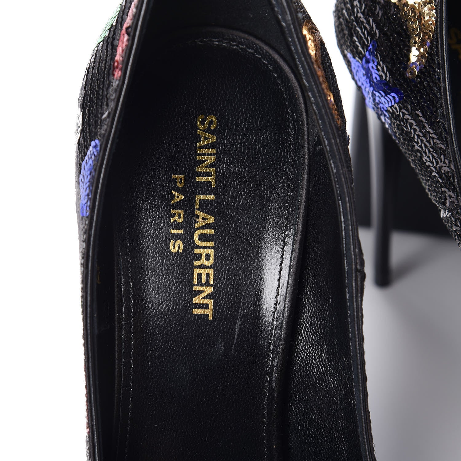 Saint Laurent Sequin Palace 105 Pumps 39 Black 7 of 9
