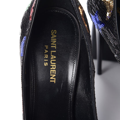 Saint Laurent Sequin Palace 105 Pumps 39 Black 7 of 9