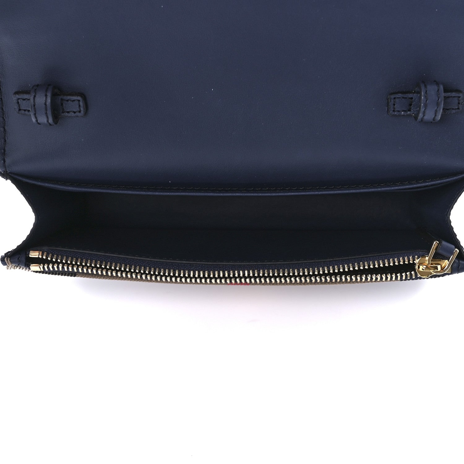 Burberry Grained Calfskin House Check Tartan Mix Hampshire Wallet On Chain Navy 5 of 9