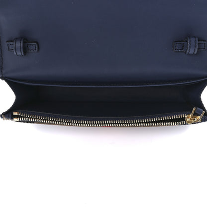 Burberry Grained Calfskin House Check Tartan Mix Hampshire Wallet On Chain Navy 5 of 9