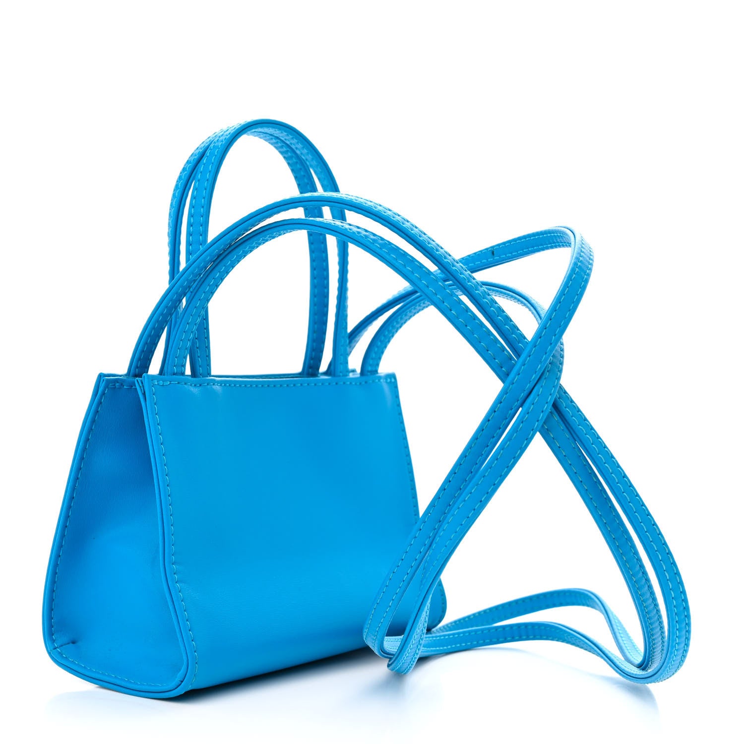 Telfar Vegan Leather Small Shopping Bag Cyan 3 of 10