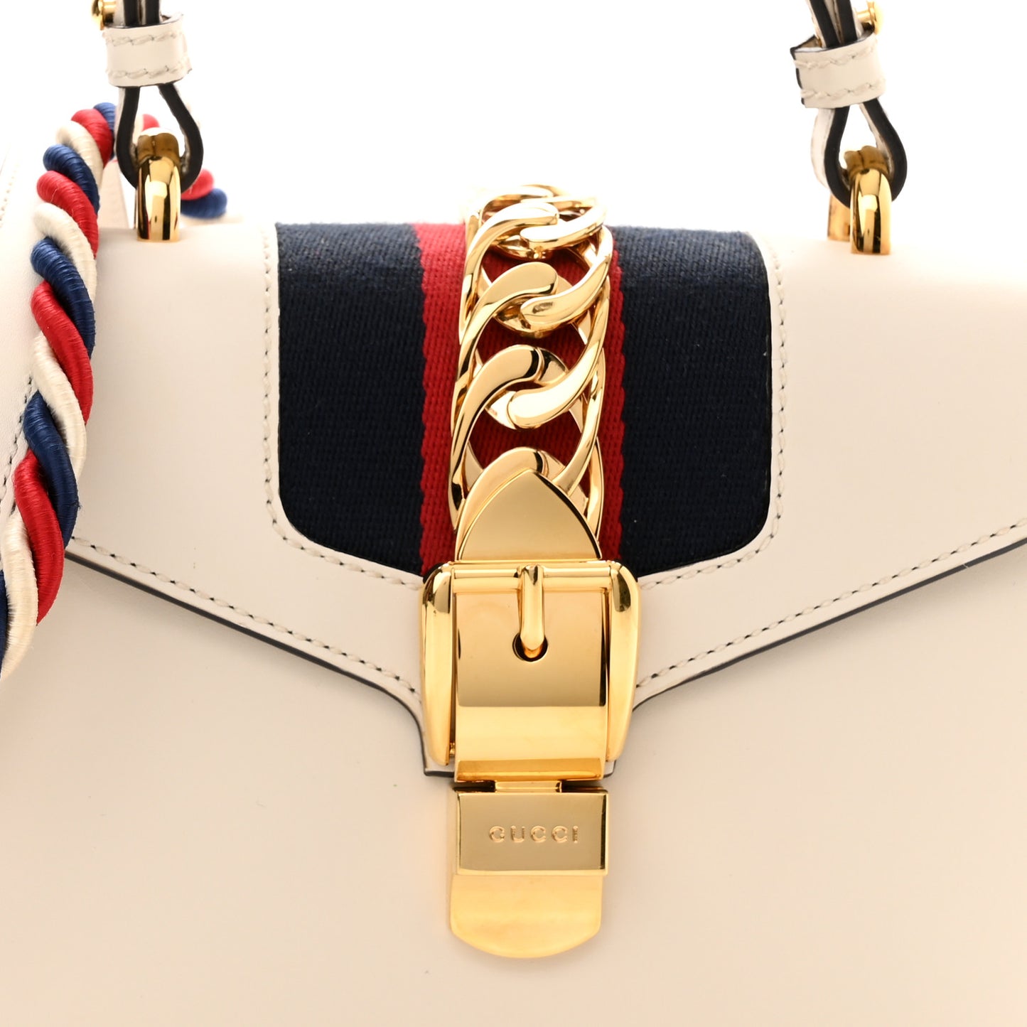 Calfskin Mini Sylvie Top Handle Bag White