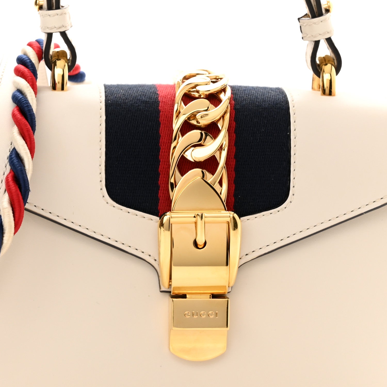 Gucci Calfskin Mini Sylvie Top Handle Bag White 8 of 10