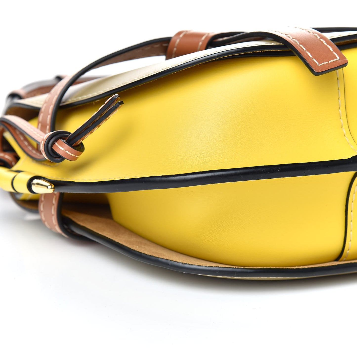 Calfskin Small Gate Crossbody Bag Mocca Yellow Pecan