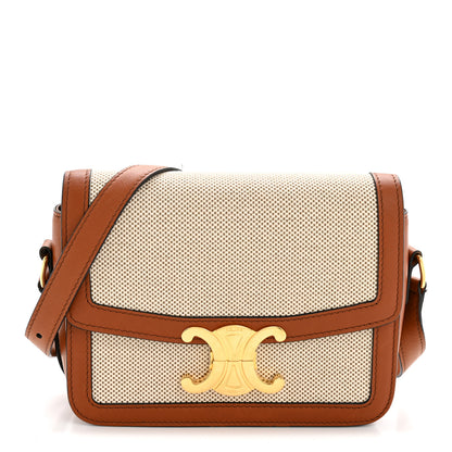 Celine Textile Natural Calfskin Teen Triomphe White Tan 1 of 14