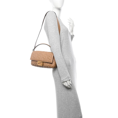 Fendi Nappa FF 1974 Embossed Baguette Miele Scuro 2 of 15