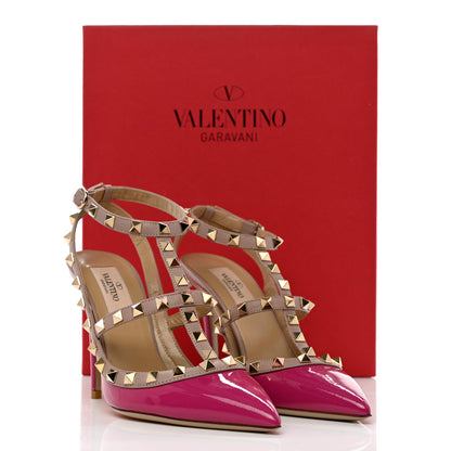 Valentino Garavani Patent Nappa Rockstud Ankle Strap 100mm Pumps 37 Fuxia Poudre 8 of 8