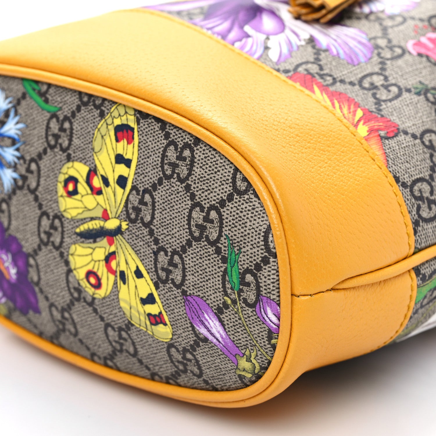 Gucci GG Supreme Monogram Flora Small Ophidia Bucket Bag Beige Multicolor Crop 10 of 11