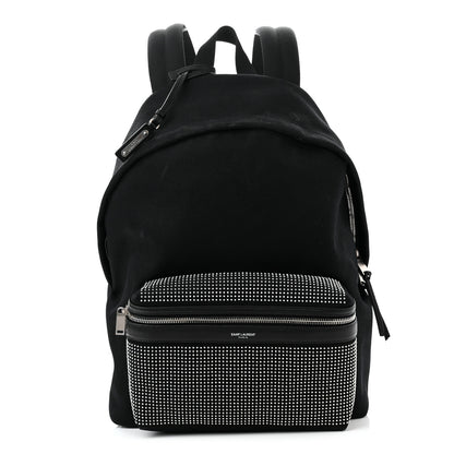 Saint Laurent Canvas City Studded Backpack Black 1 of 11