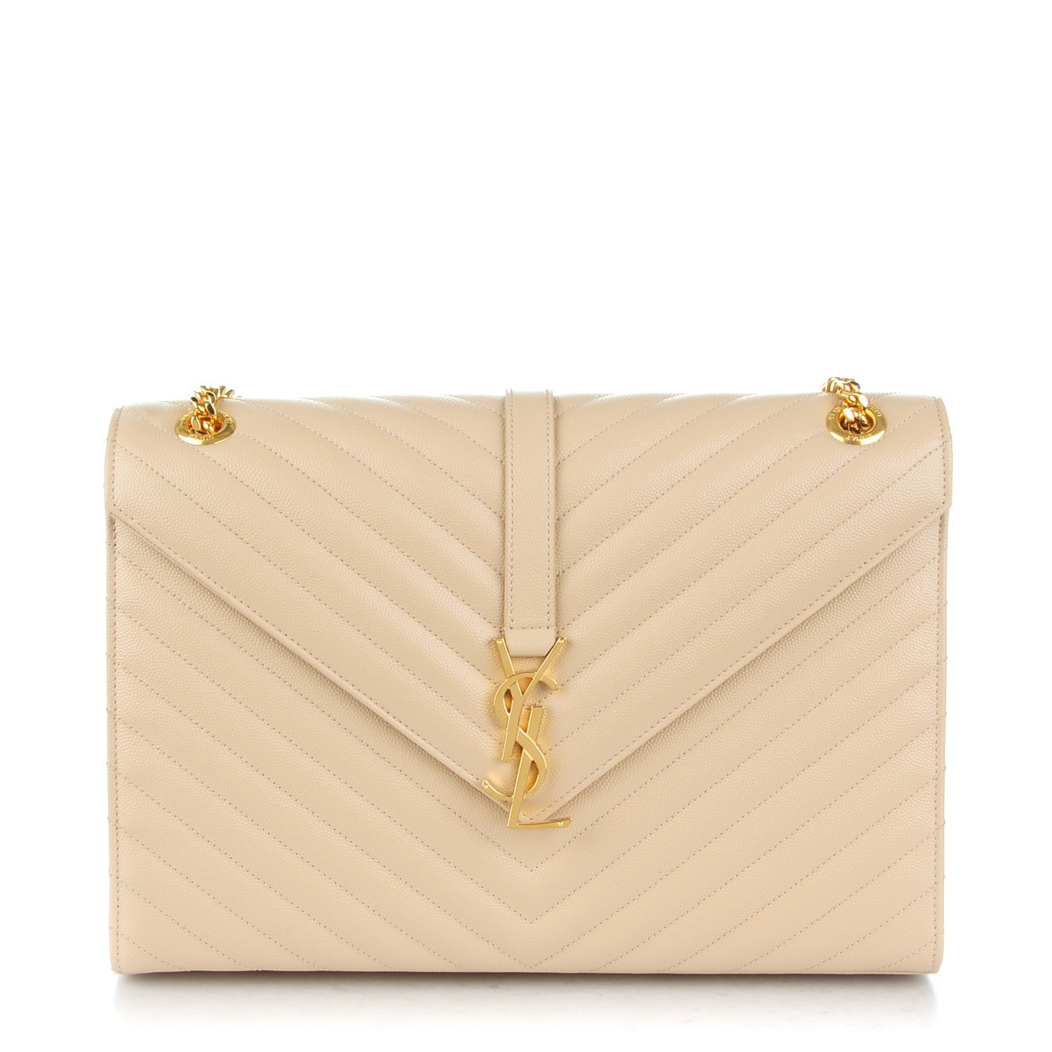 Saint Laurent Grain De Poudre Matelasse Chevron Large Monogram Satchel Nude Powder 1 of 7