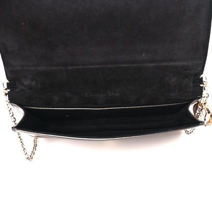 Christian Dior Metallic Calfskin Cannage Lady Dior Convertible Clutch Gunmetal 6 of 16