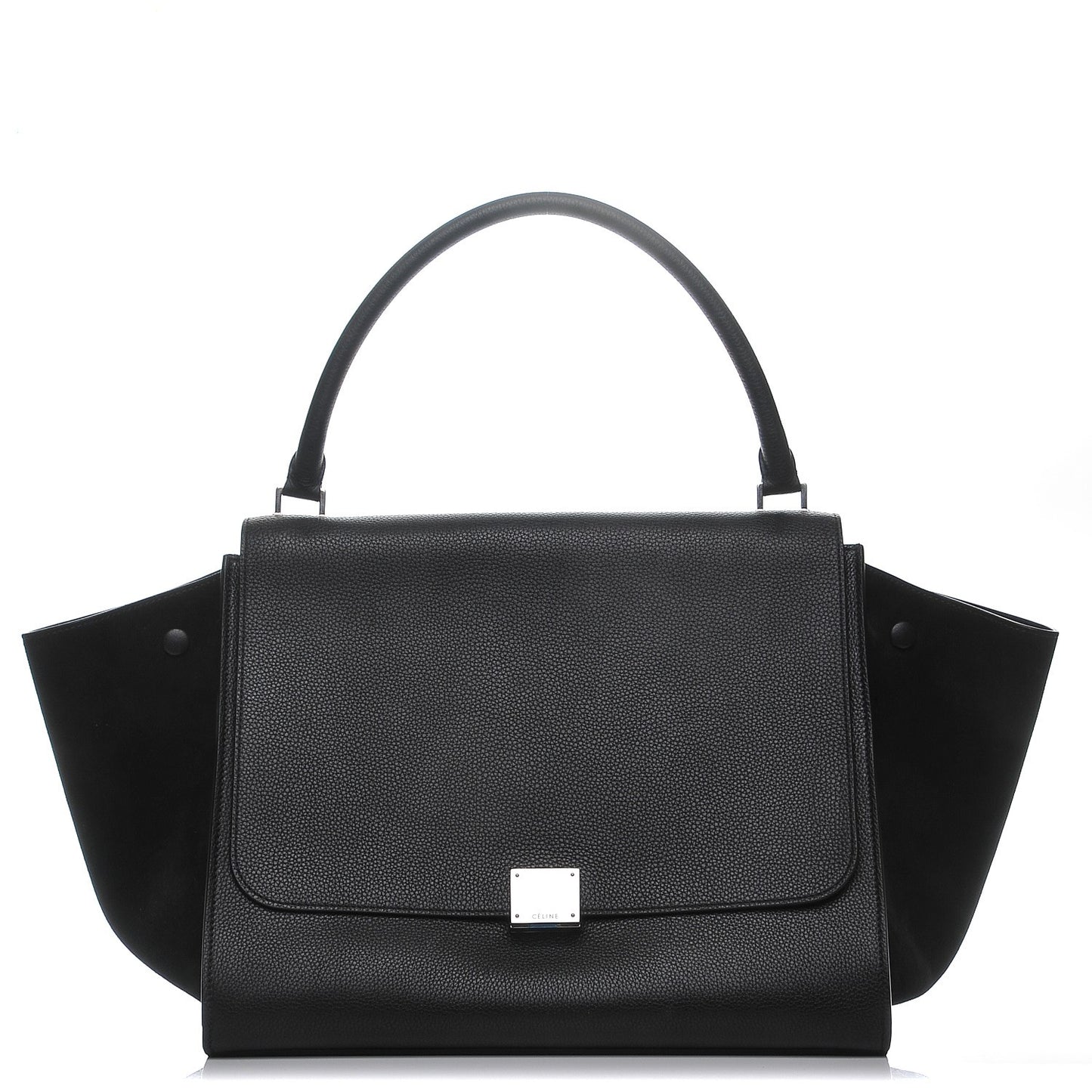 Drummed Calfskin Suede Large Trapeze Black