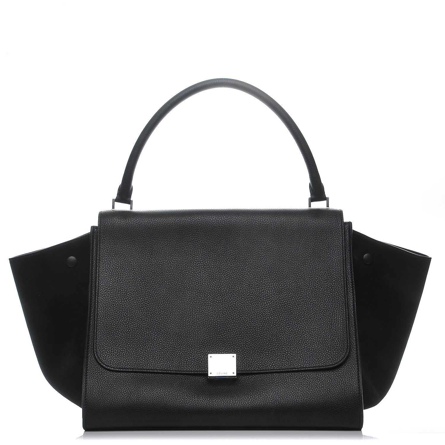 Celine Drummed Calfskin Suede Large Trapeze Black 1 of 7