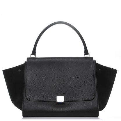 Celine Drummed Calfskin Suede Large Trapeze Black 1 of 7