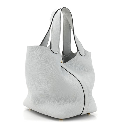 Hermes Taurillon Clemence Picotin Lock 18 PM Bleu Pale 3 of 12