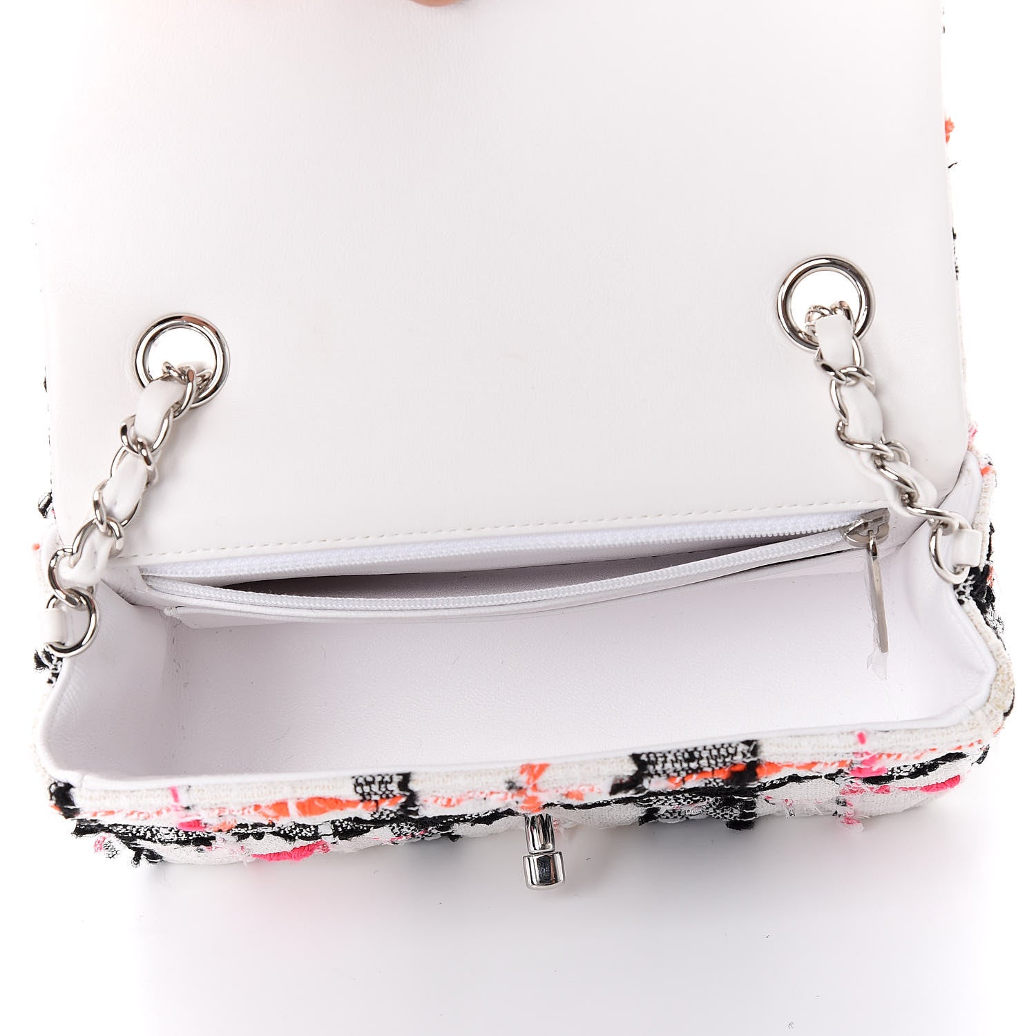 Chanel Tweed Quilted Mini Rectangular Flap Black White Pink 5 of 11