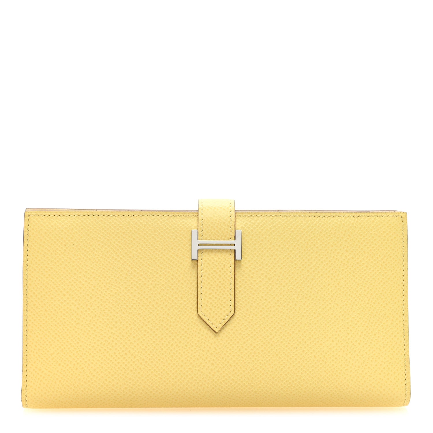 Hermes Epsom Bearn Gusset Wallet Jaune Poussin Nata 1 of 7