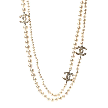 Chanel Graduated Pearl CC Long Necklace Gold 1 of 5
