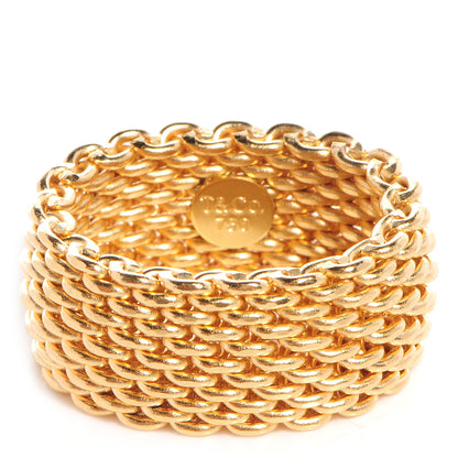 Tiffany 18K Yellow Gold Wide Somerset Mesh Ring 49 5 1 of 5