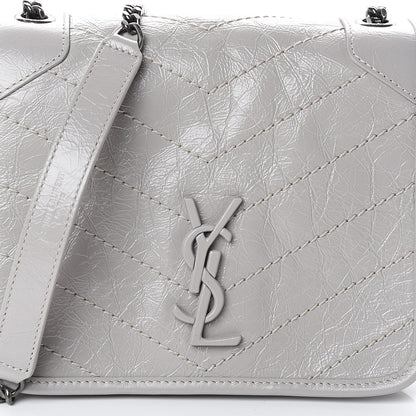 Saint Laurent Crinkled Calfskin Matelasse Monogram Niki Chain Wallet Granite 6 of 8