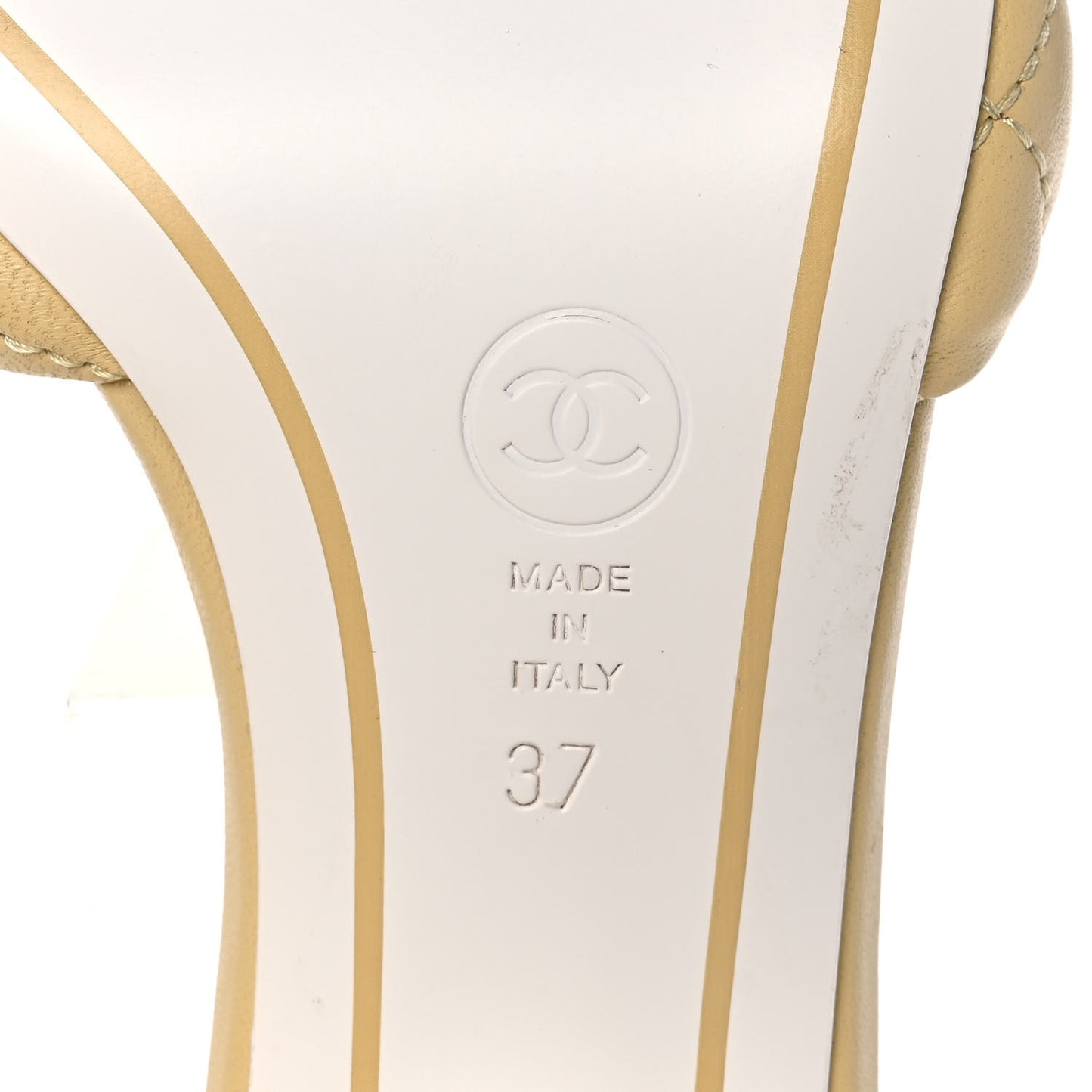 Lambskin Quilted Textured CC Mules 37 Yellow