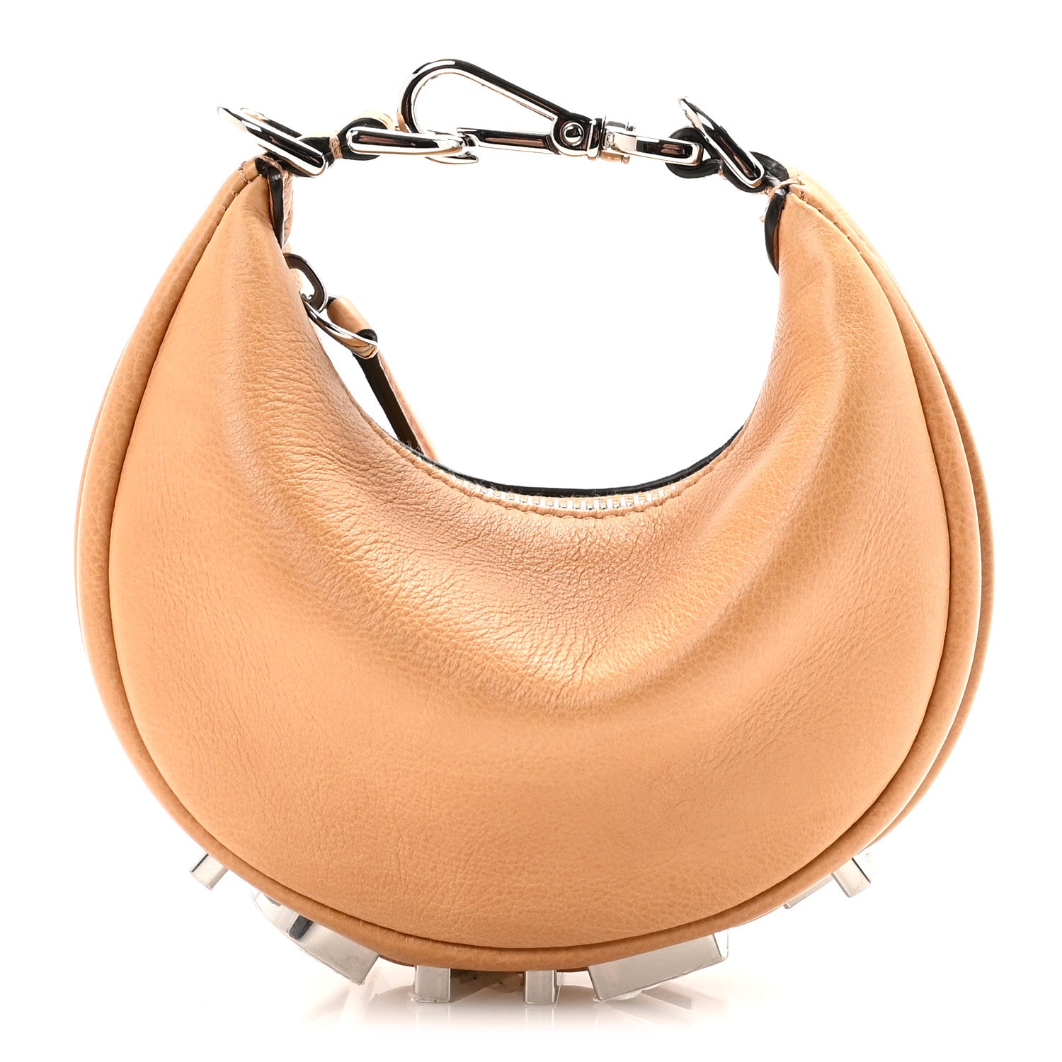 Fendi Vitello Grace Nano Fendigraphy Hobo Charm Miele Scuro 1 of 9