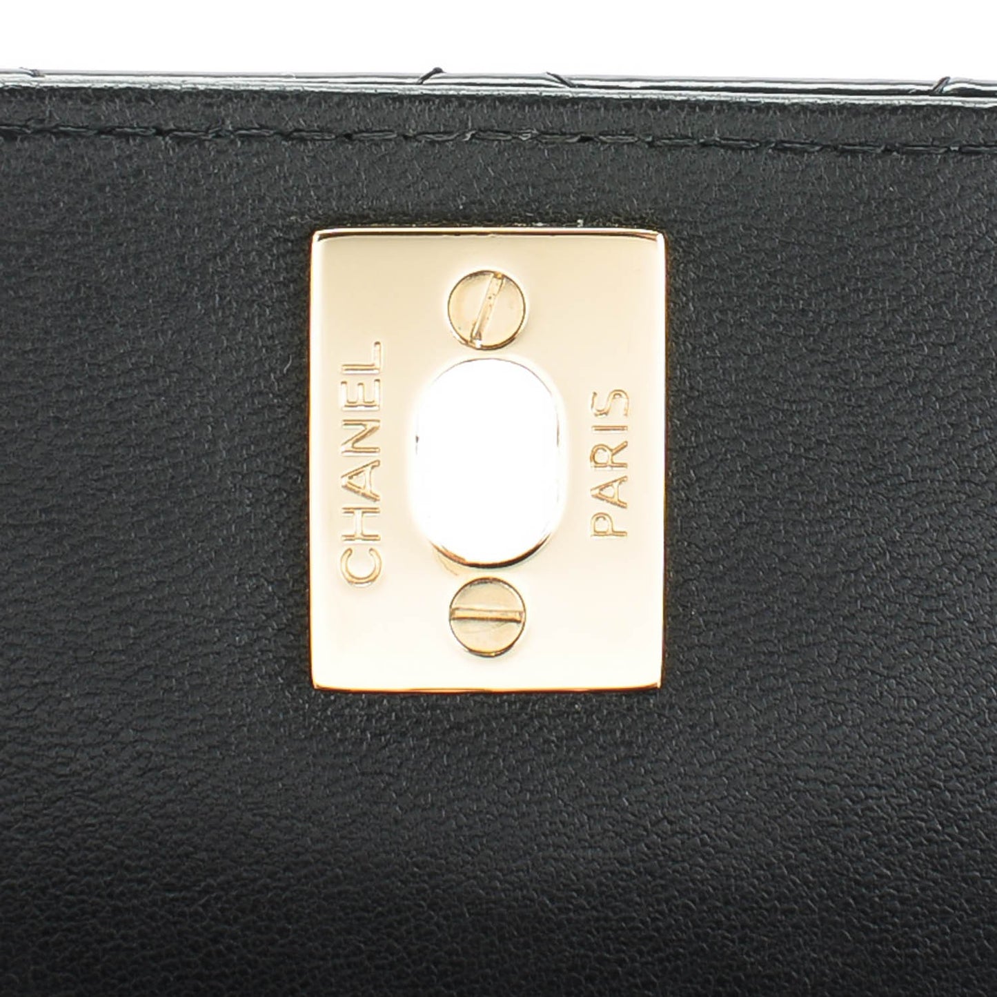 Glazed Calfskin Quilted Mini Square Flap Black