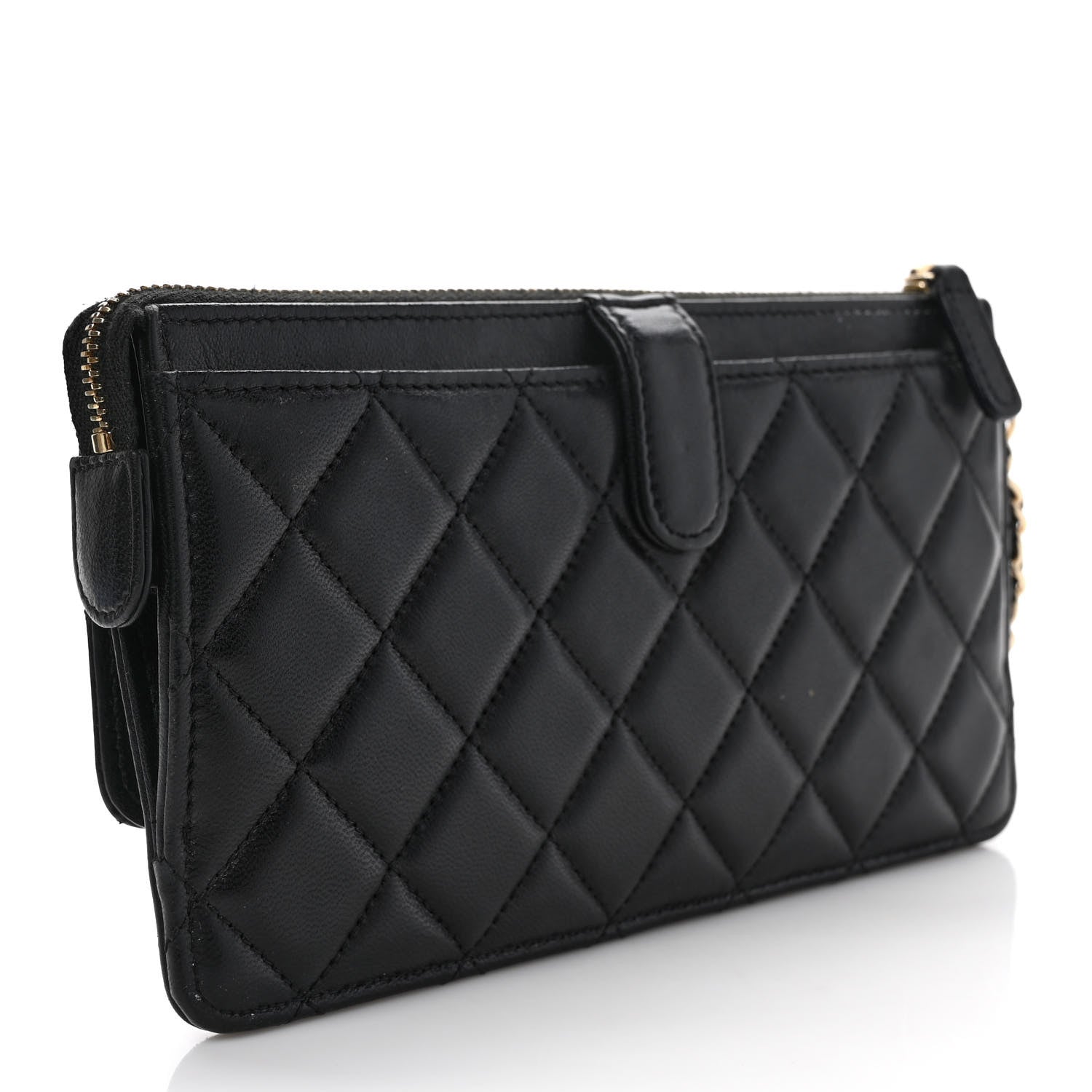 Chanel Lambskin Quilted All About Chanel Charm Wristlet Wallet Black 3 of 9