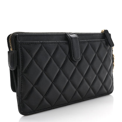 Chanel Lambskin Quilted All About Chanel Charm Wristlet Wallet Black 3 of 9