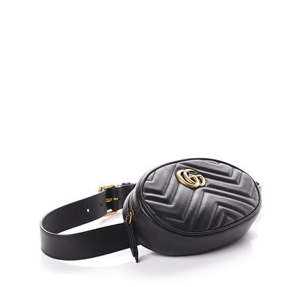 Gucci Calfskin Matelasse GG Marmont Belt Bag 85 34 Black 3 of 8