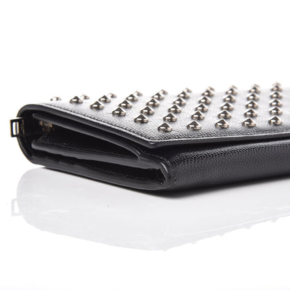 Saint Laurent Grain De Poudre Studded Classic Marquage Flap Wallet Black 5 of 10